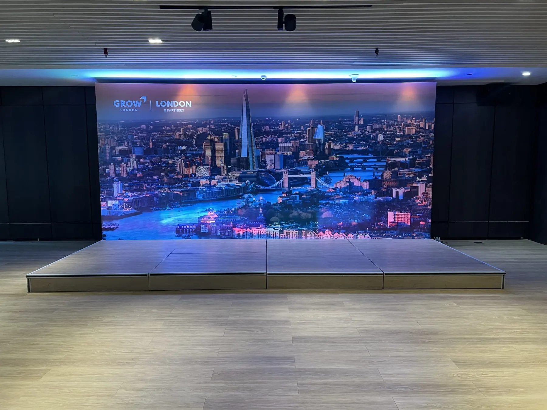 Grow London & Partners LED stage backdrop and main plenary setup